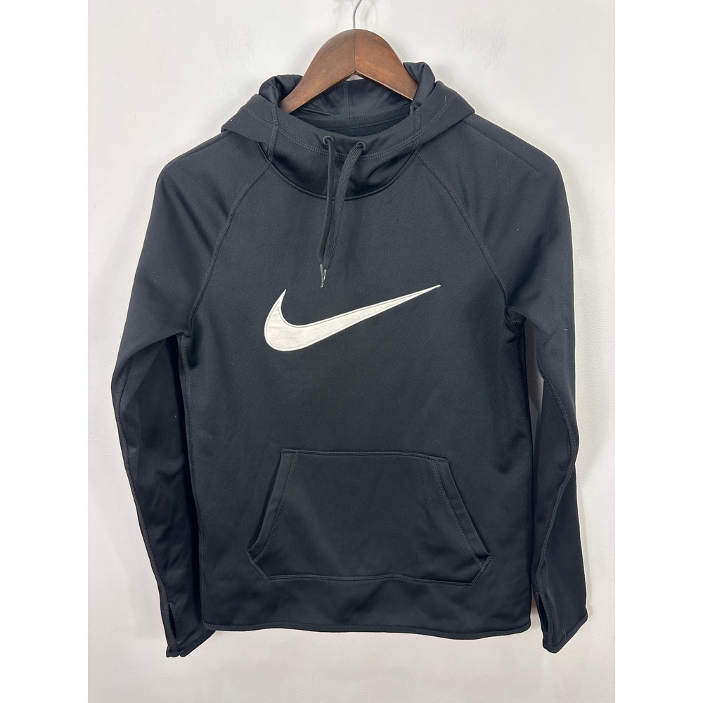 Nike Hoodie Women XS Black Dri-FIT Therma Pullover Swoosh Workout Athletic